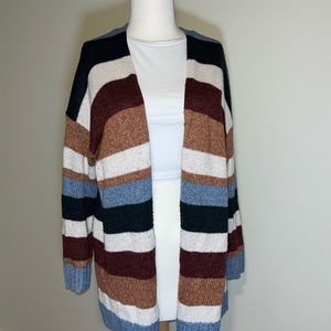 AEO Multicolored Striped Open Cardigan Sweater